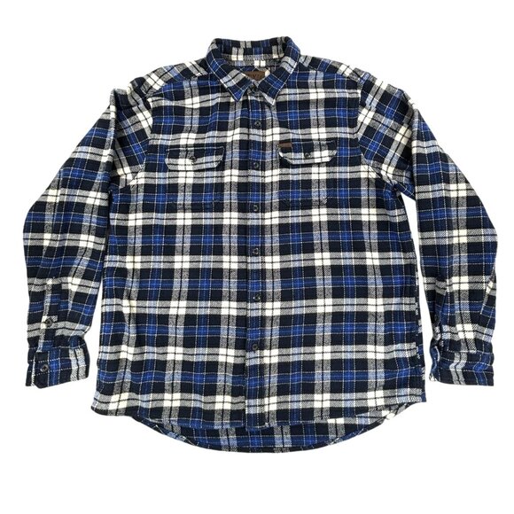 Orvis Flannel Shacket Shirt Men's XL Blue Plaid Heavyweight Barn Chore Jacket - Picture 1 of 11